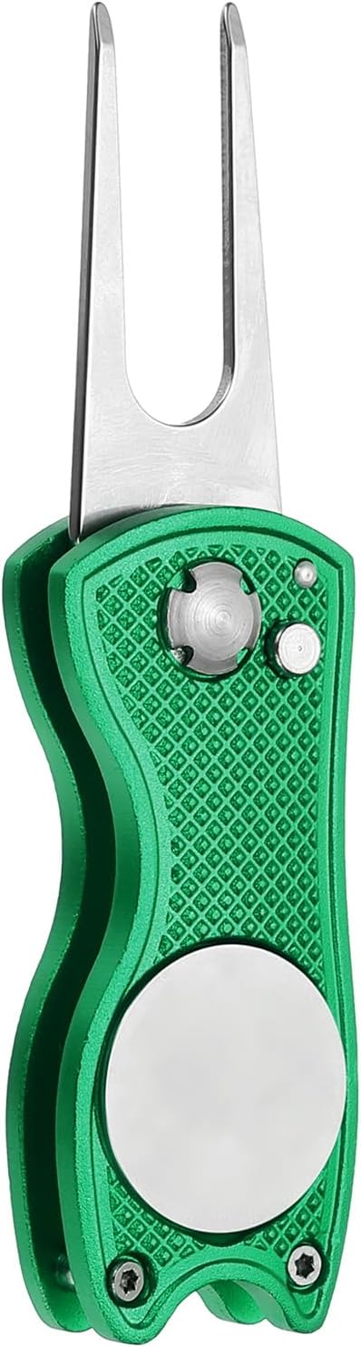 PATIKIL Golf Divot Repair Tool Foldable Metal Golf Green Divot Tool with Magnetic Ball Marker