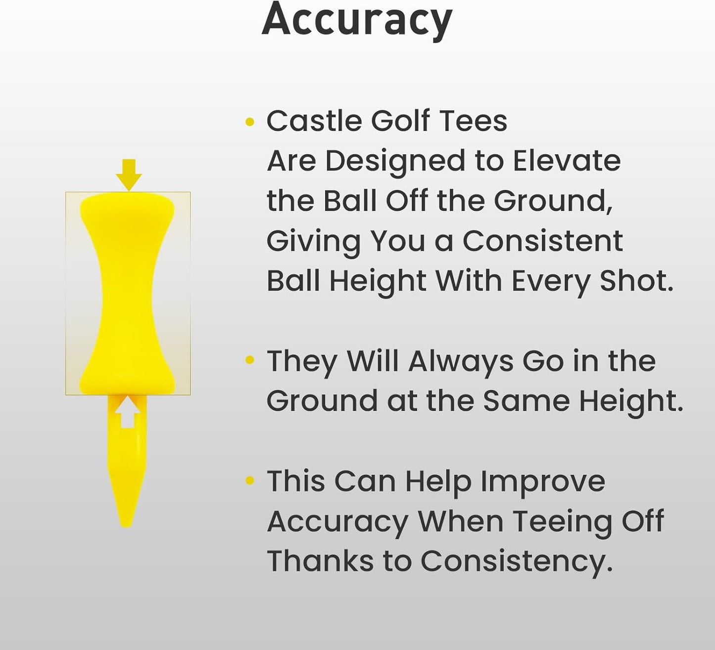 Plastic Golf Castle Tees Step Down Value 200 Count, Unbreakable Mixed or Same Height 1, 1 1/4, 2 3/4, 2 1/4, 2, 1 3/4, 1 1/2 Inch Length Colorful Pack for Practice