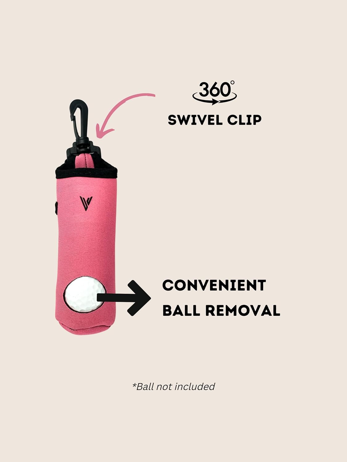 Golf Ball and Tee Holder - Holds 3 Golf Balls and 3 Tees, Soft Carry Bag Pouch with Secure 360° Swivel Keychain Belt Clip Hook, Gift Accessories for Golfers and Women’s Birthdays