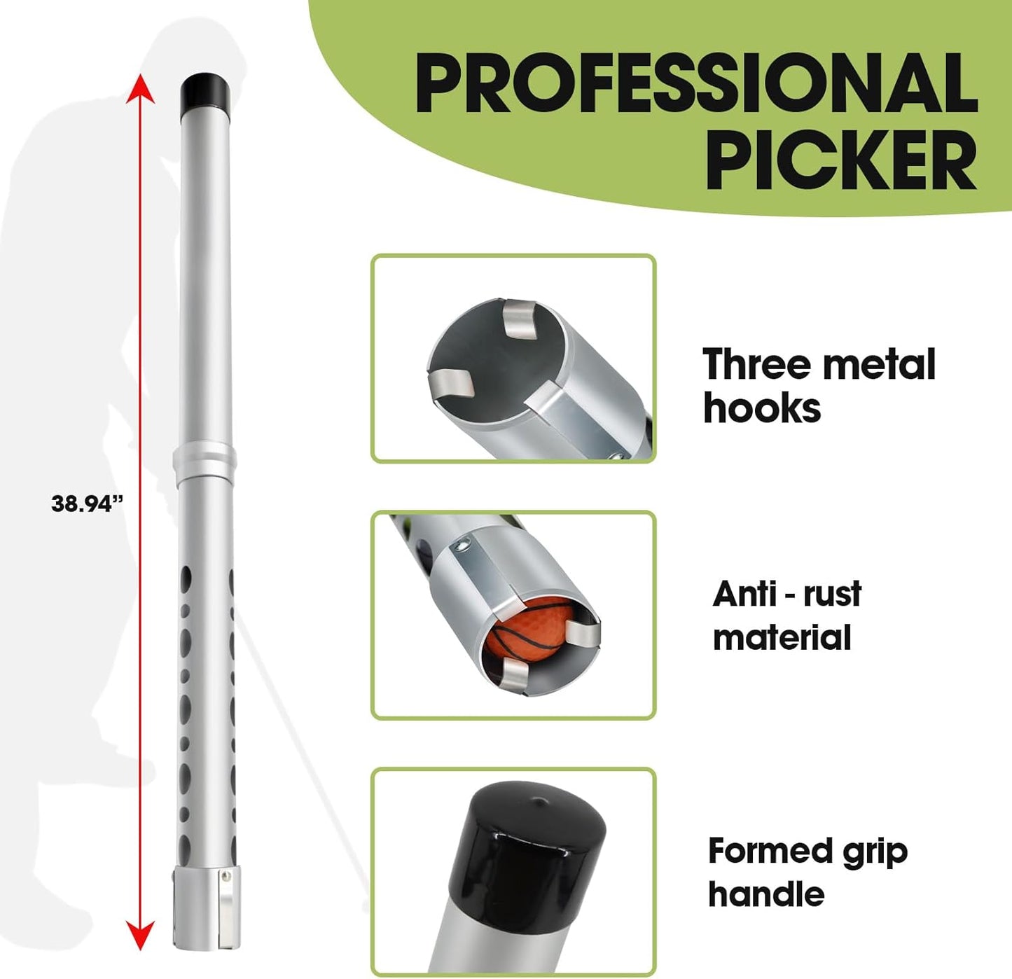 Golf Ball Shag Tube Professional Golf Ball Picker Upper Aluminum Golf Ball Retriever Collector Practice Pick-up Sucker Tool