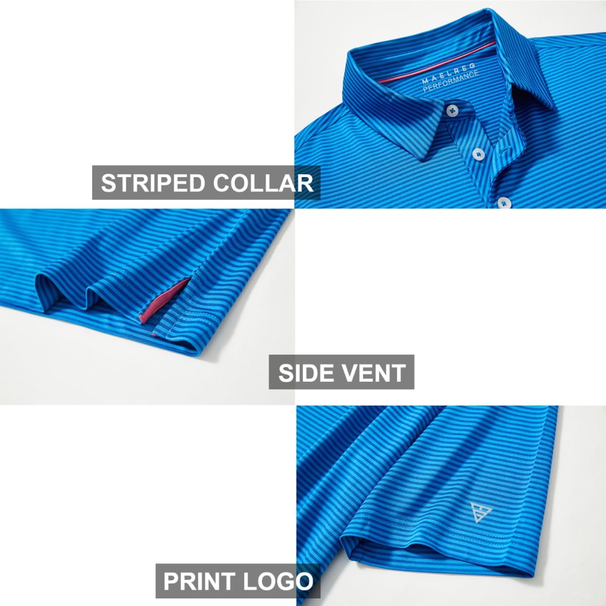 Golf Shirts for Men Dry Fit Short Sleeve Print Performance Moisture Wicking Polo Shirt