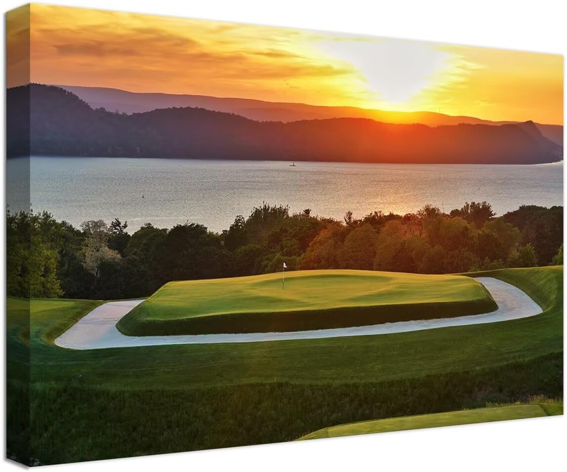 chenchenArt Sleepy Hollow 16 Hole Golf Course Wall Art for Living Room Bedroom Bathroom Home Decorations Sleepy Hollow Golf Course Picture Poster Canvas Prints Framed Ready to Hang(24''H x 36''W)