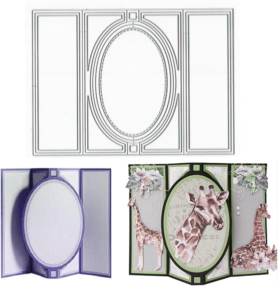 3D Card Shape Die Cuts for Card Making, Rectangular Shaped Gift Card Cutting Dies Sets Oval Banner Box Dies Stencils Embossing Template for Scrapbooking DIY Cards Album Crafts Supplies