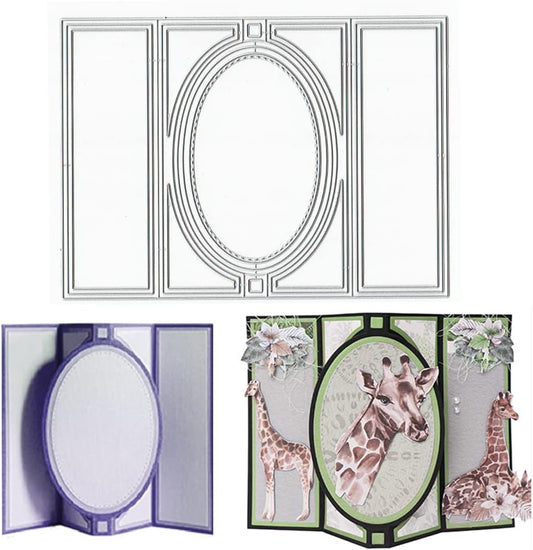 3D Card Shape Die Cuts for Card Making, Rectangular Shaped Gift Card Cutting Dies Sets Oval Banner Box Dies Stencils Embossing Template for Scrapbooking DIY Cards Album Crafts Supplies