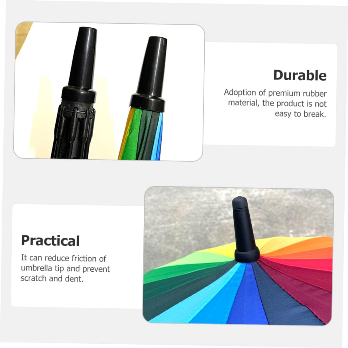 2pcs Umbrella Cover Replacement Rubber Tips Umbrella Top Cap Replacement Rubber Tips Repair s Cane s Caps Parasol Rainproof Travel Suite