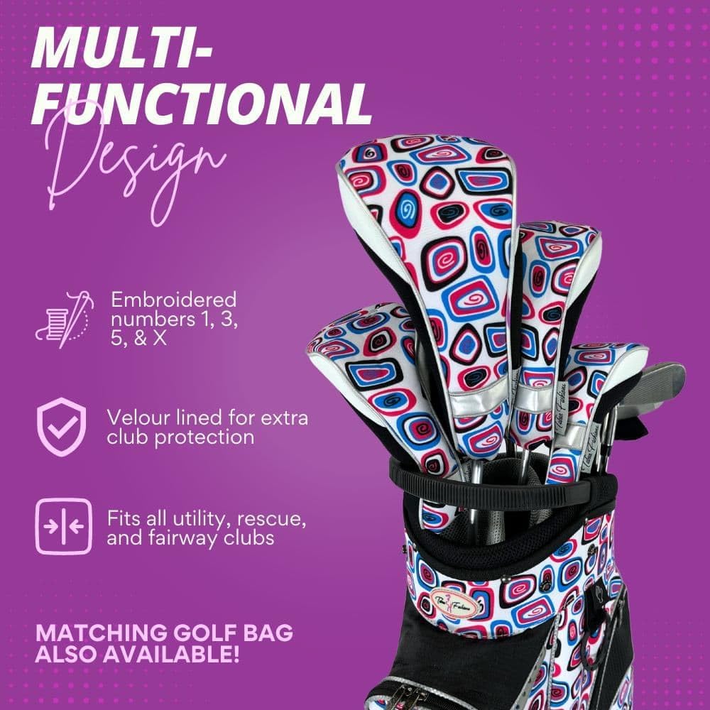 Taboo Fashions Monaco Golf Club Covers for Women - Numbered Golf Headcovers Set for Driver, Fairway and Hybrid Clubs - Weather Resistant, Pack of 4