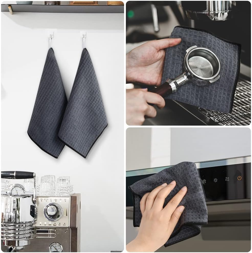 KinHwa Dish Cloths for Washing Dishes Kitchen Towels Microfiber Dish Towels for Kitchen Dish Towels Absorbent 8inch x 8inch 6 Pack (Gray, 12in x 12in 6 PC)