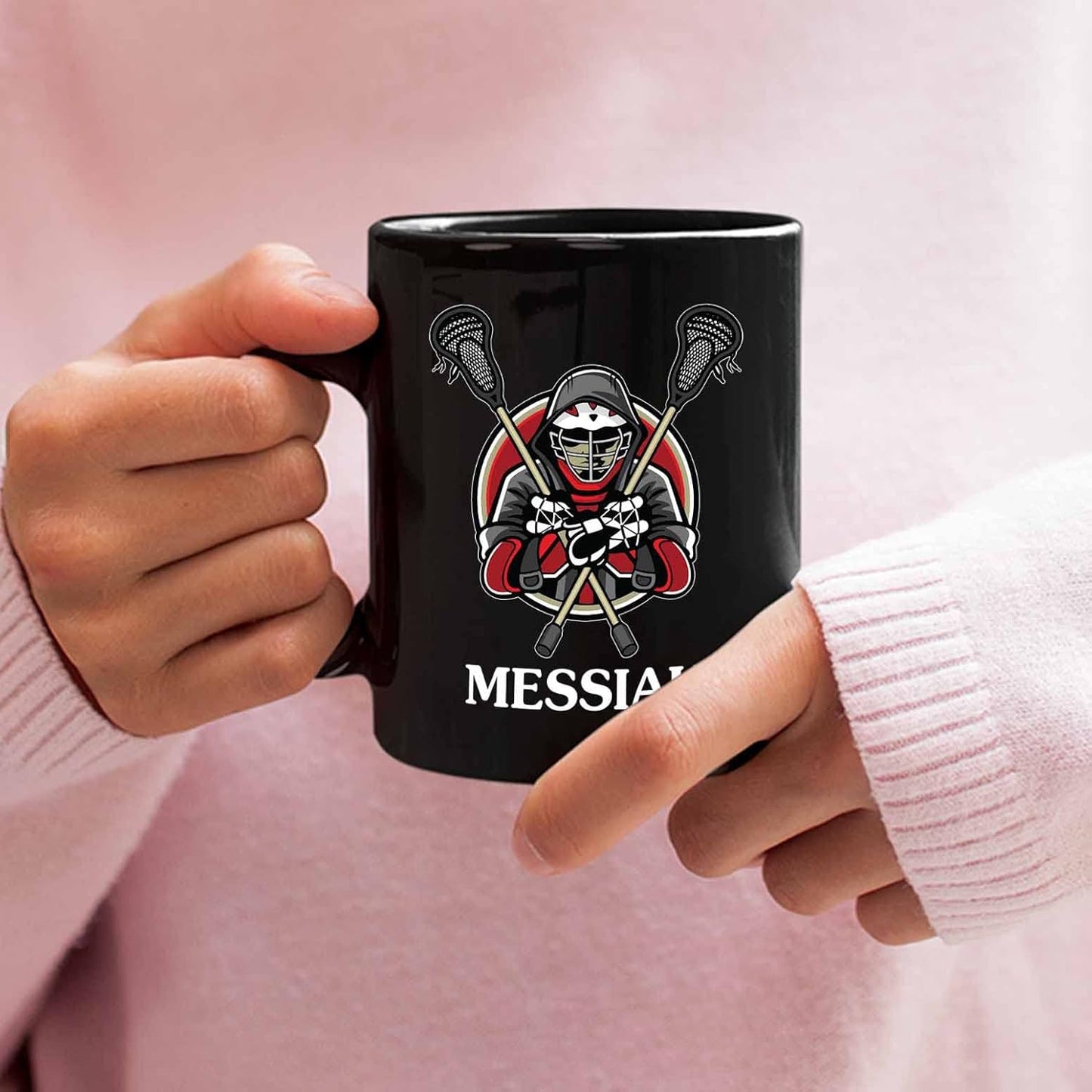 Customized Name Lacrosse Black Coffee Mugs Cups 11 Oz 15 Oz, Personalized Lacrosse Coffee Cup Gifts For Men Women Team Lacrosse Sport Players, Lacrosse Player Travel Mug, Novelty Lacrosse Cup Gift