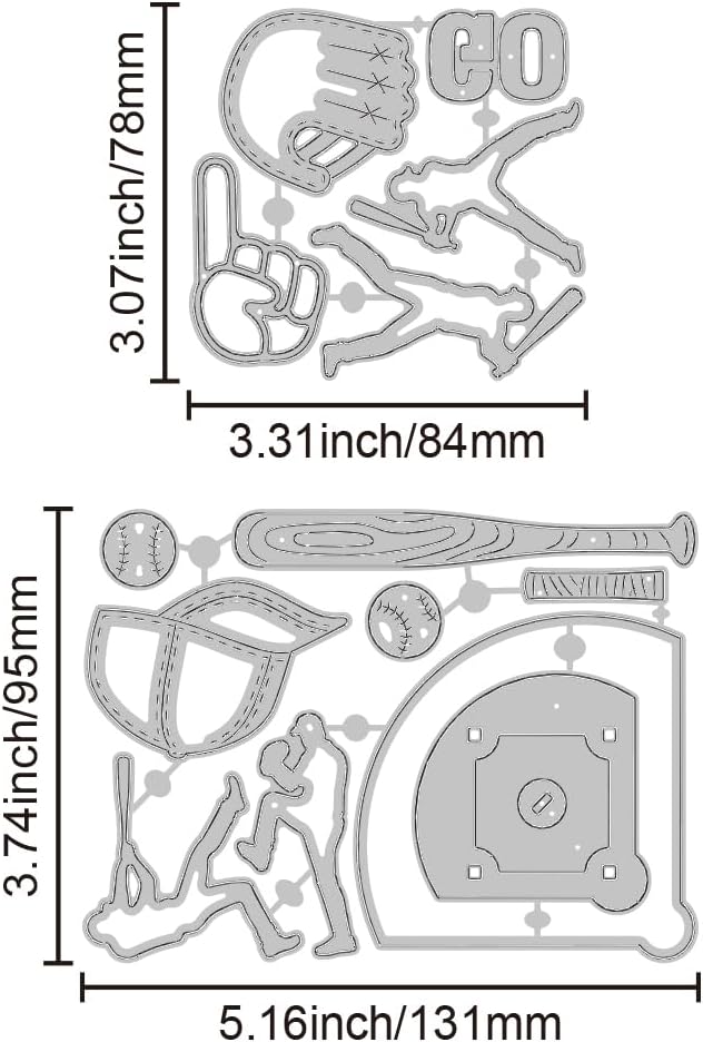 GLOBLELAND Baseball Kit Cutting Dies for Card Making Sports Man Cut Die for DIY Scrapbooking Journal Embossing Paper Craft Decor