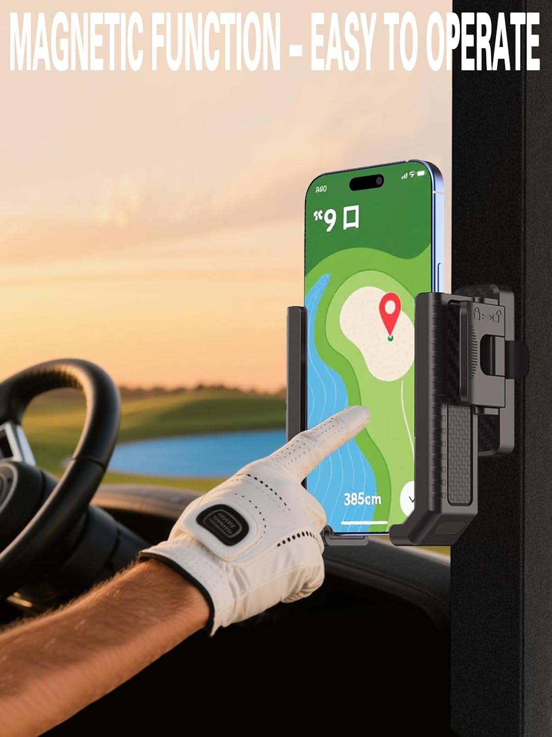 Magnetic Golf Cart Phone Holder-Cell Phones Mount with Neodymium N52 Magnets-Golf Cart Accessories Fit Big Phones and Thick Phone Stand-Golf Essentials Gift for Friend Men Women
