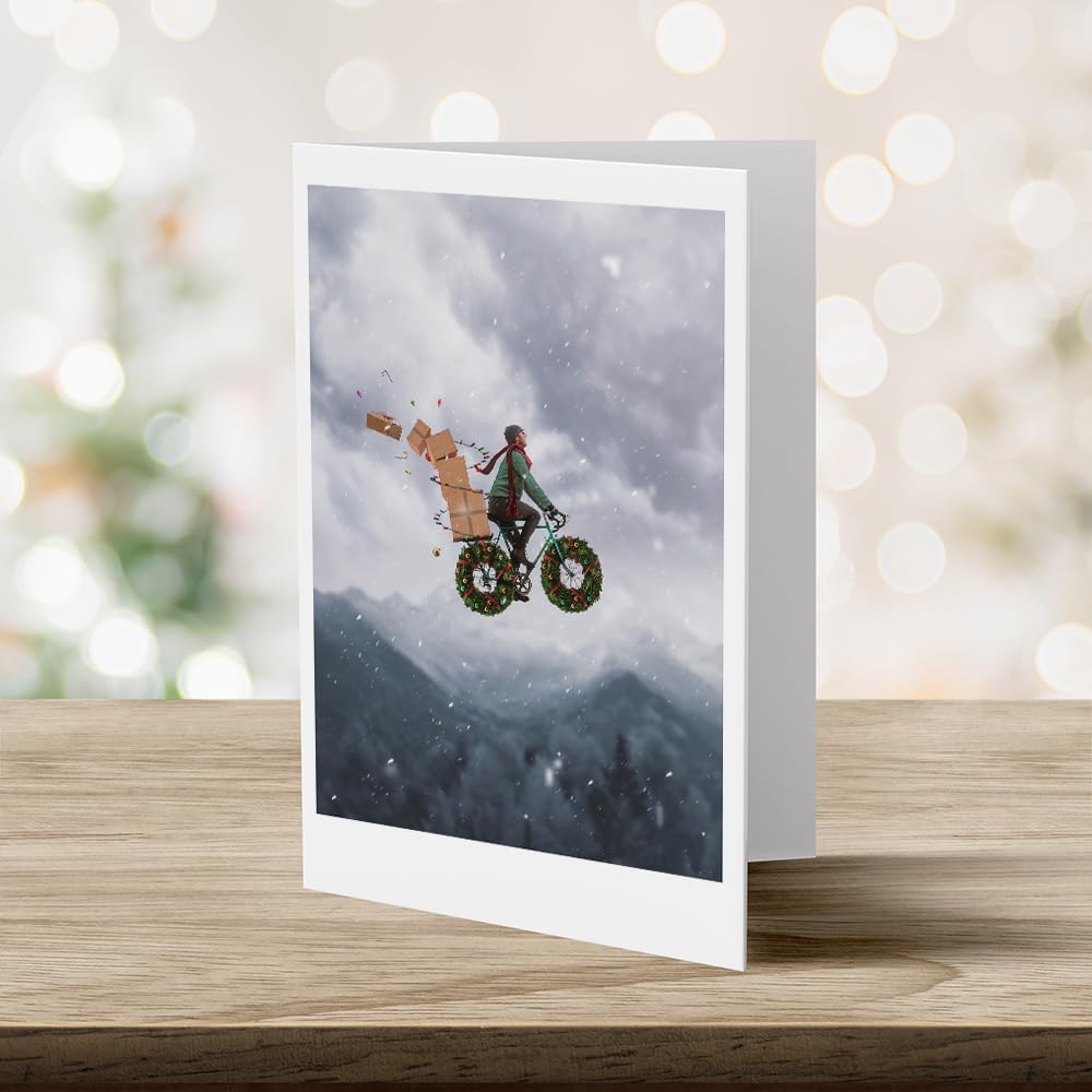 Photographic Christmas Cards, Have a Wheelie Good Holiday (6 Cards with White Envelopes)