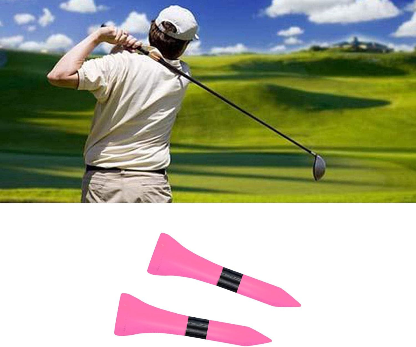 Wooden Golf Tees 3-1/4", 2-3/4", 2-1/8", 1-1/2" Available, 100 Count (Natural Color, White, Black, Blue, Red, Green, Yellow, Pink, Orange)