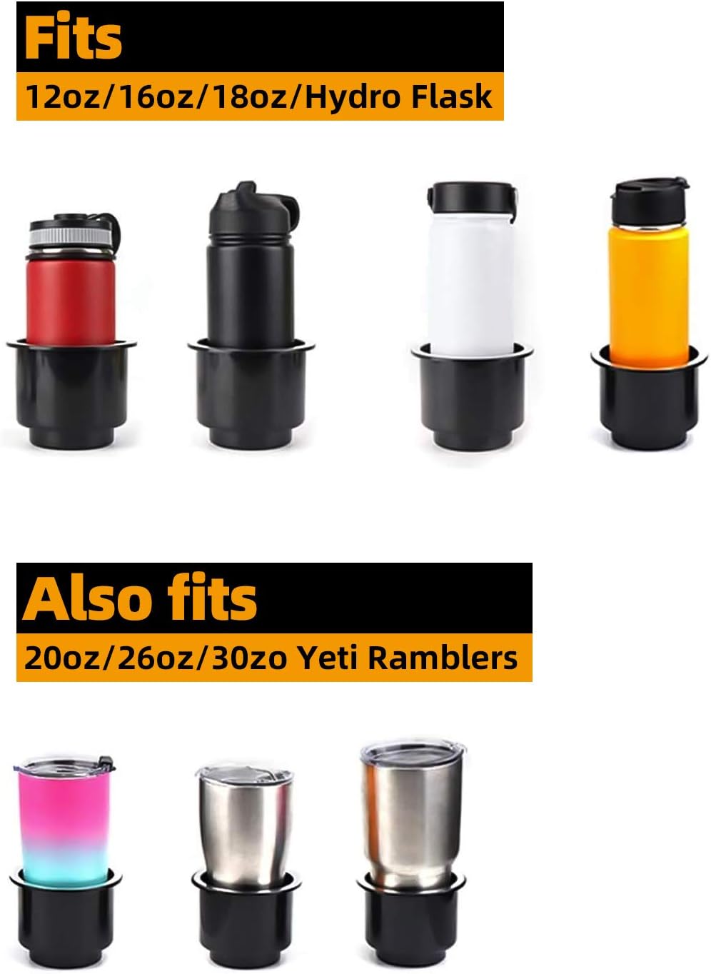 JoyTutus Cup Holder Insert 4pcs for RV Boat Car Couch Golf Cart, Elegant Chrome, Large Plastic Universal Drop in Cup Holder for Pontoon Table Sofa