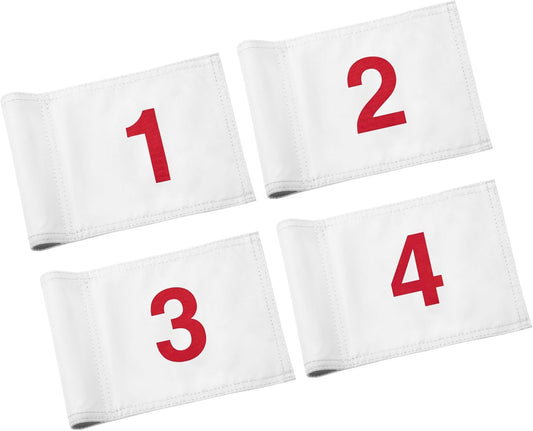 KINGTOP Numbered Golf Flag All 8x6 Inch – Upgraded Dual-Layer 420D Nylon, Double Sided Printing, Tube Inserted – Mini Practice Putting Green Flags for Yard