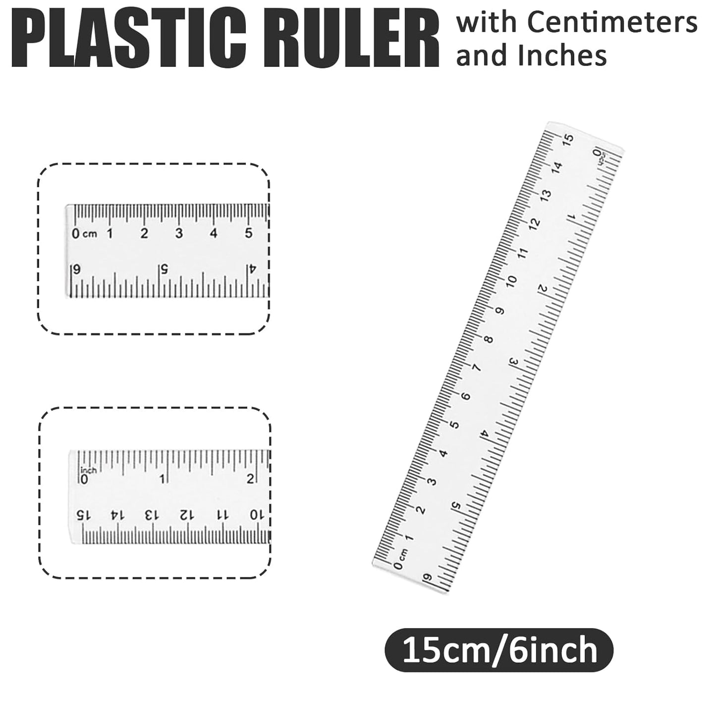 ZUFECY 8-Pack Flexible 6" Rulers - Transparent Bendable Plastic with Non-Slip Grip, Lightweight for Geometry Class