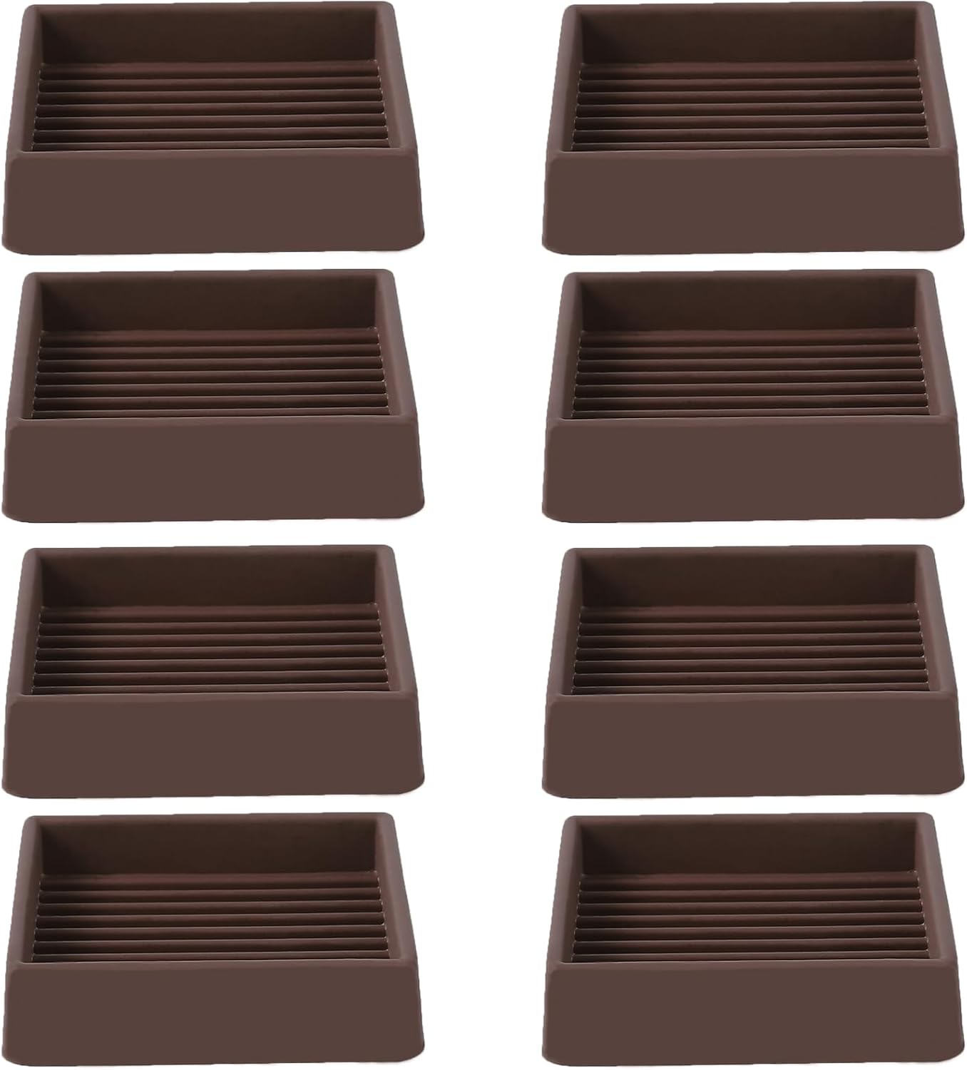 2x2 Square Rubber Furniture Caster Cups, Anti-Sliding Furniture Pads Bed Stopper Floor Protectors with Grip - Protect Any Flooring