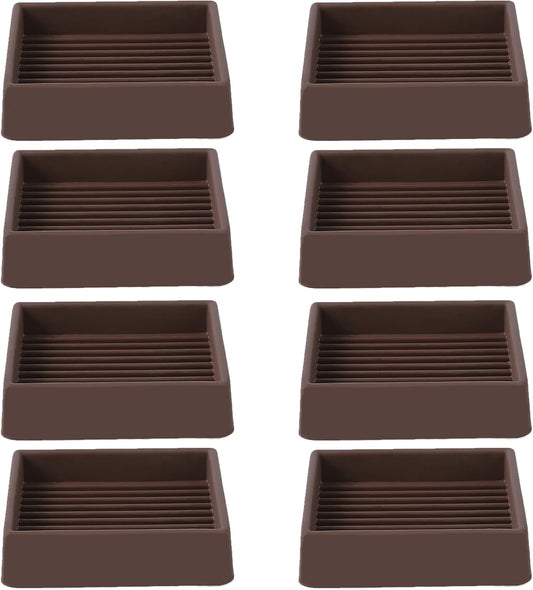 2x2 Square Rubber Furniture Caster Cups, Anti-Sliding Furniture Pads Bed Stopper Floor Protectors with Grip - Protect Any Flooring