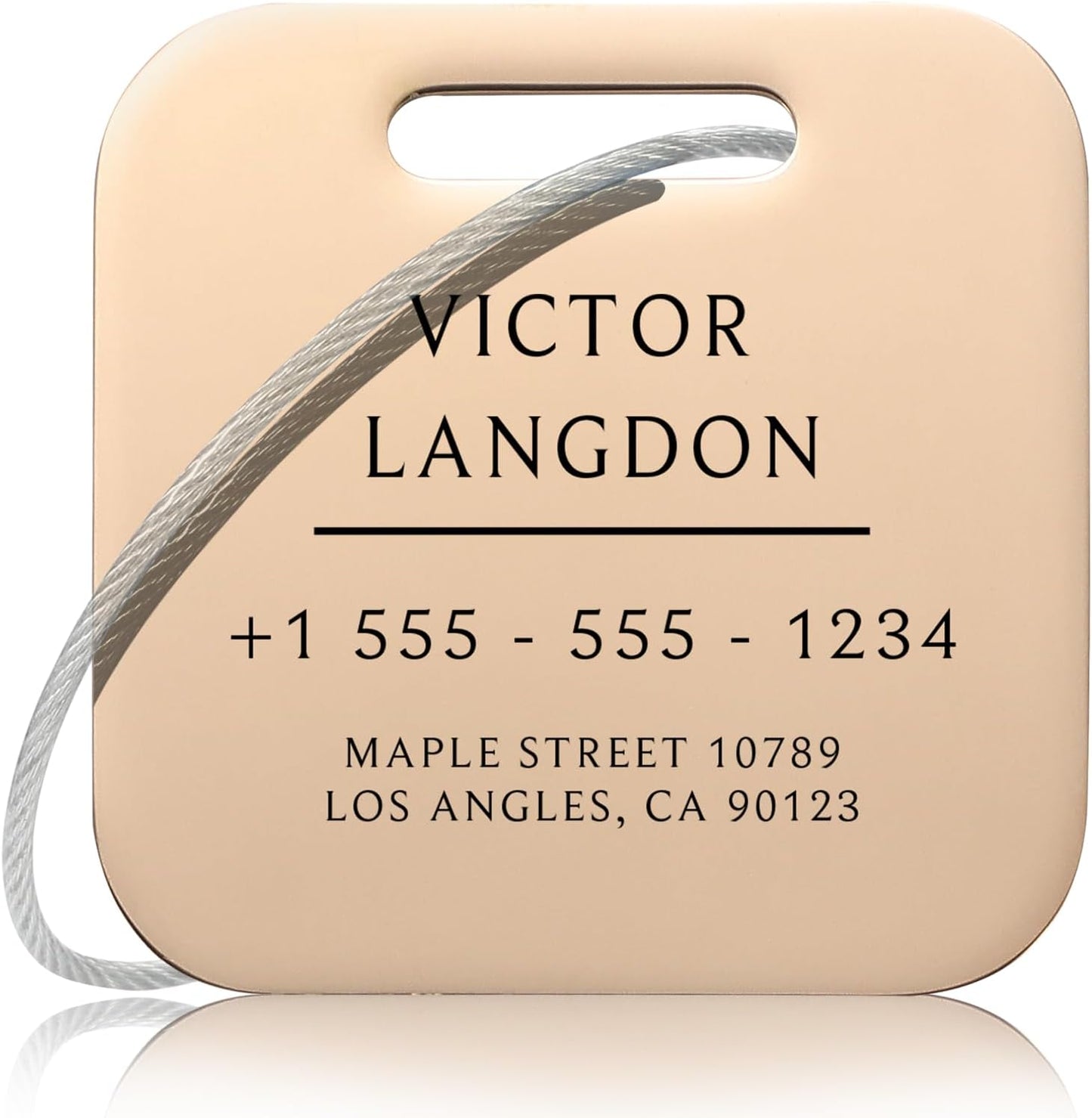 Stainless Luggage Tags for Suitcases: Metal Personalized Luggage Tags and Bags with Customizable Texts (Rose Gold)