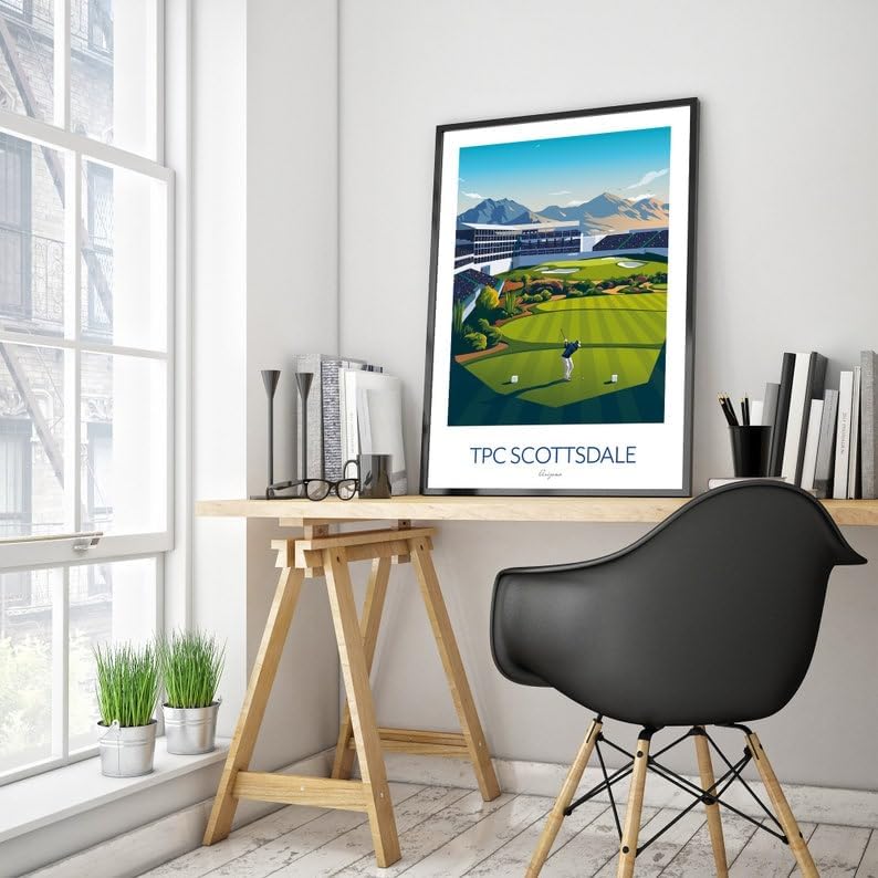 Nationcog TPC Scottsdale Golf Print Arizona - WM Phoenix Open - Stadium Course 16th Hole; TPC Scottsdale Golf Poster; Scottsdale Golf Course Art; Arizona Golf Artwork (Unframed) (20x30)
