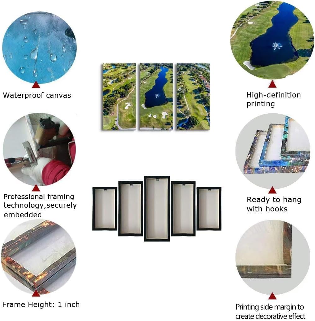 chenchenArt WESTON FL USA Golf Course Wall Art for Living Room Bedroom Bathroom Home Decorations Golf Course Pictures Posters Canvas Prints Modern Artwork Framed Ready to Hang(20''W x 40''H x3)