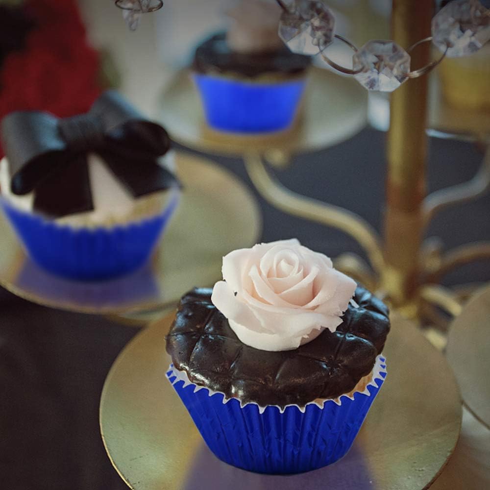 Blue Cupcake Liners for Baking,GOLF 500 Pack Standard Size Red Foil Cupcake Liners Wrappers Metallic Baking Cups,Muffin Paper Cases