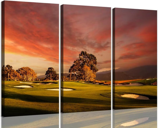 USA Coastline Golf Course Wall Art for Living Room Bedroom Bathroom Home Decorations Golf Course Pictures Posters Framed Artwork Canvas Prints Ready to Hang(14''W x 28''H x3)