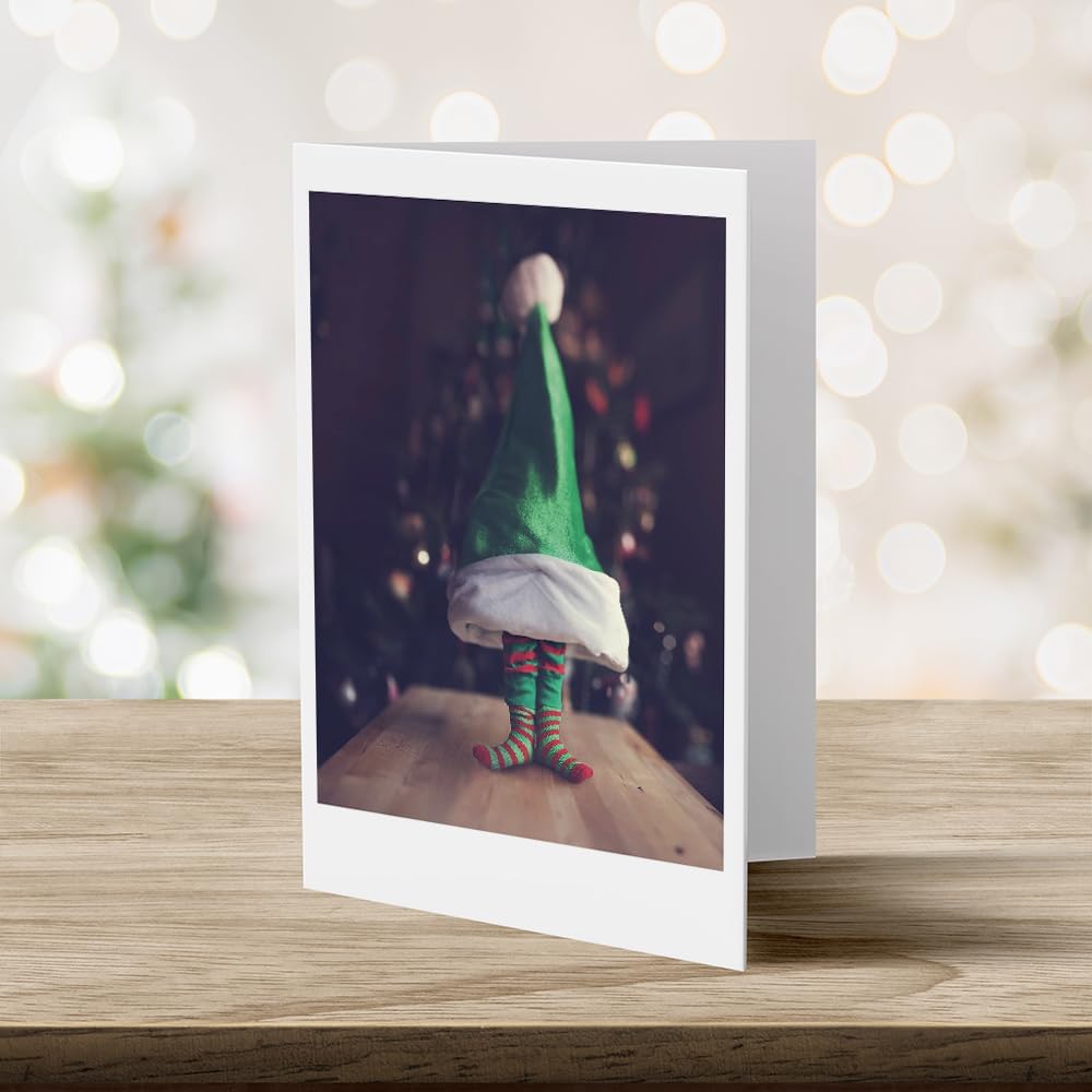 Photographic Christmas Cards, Elf and Seek (6 Cards with White Envelopes)
