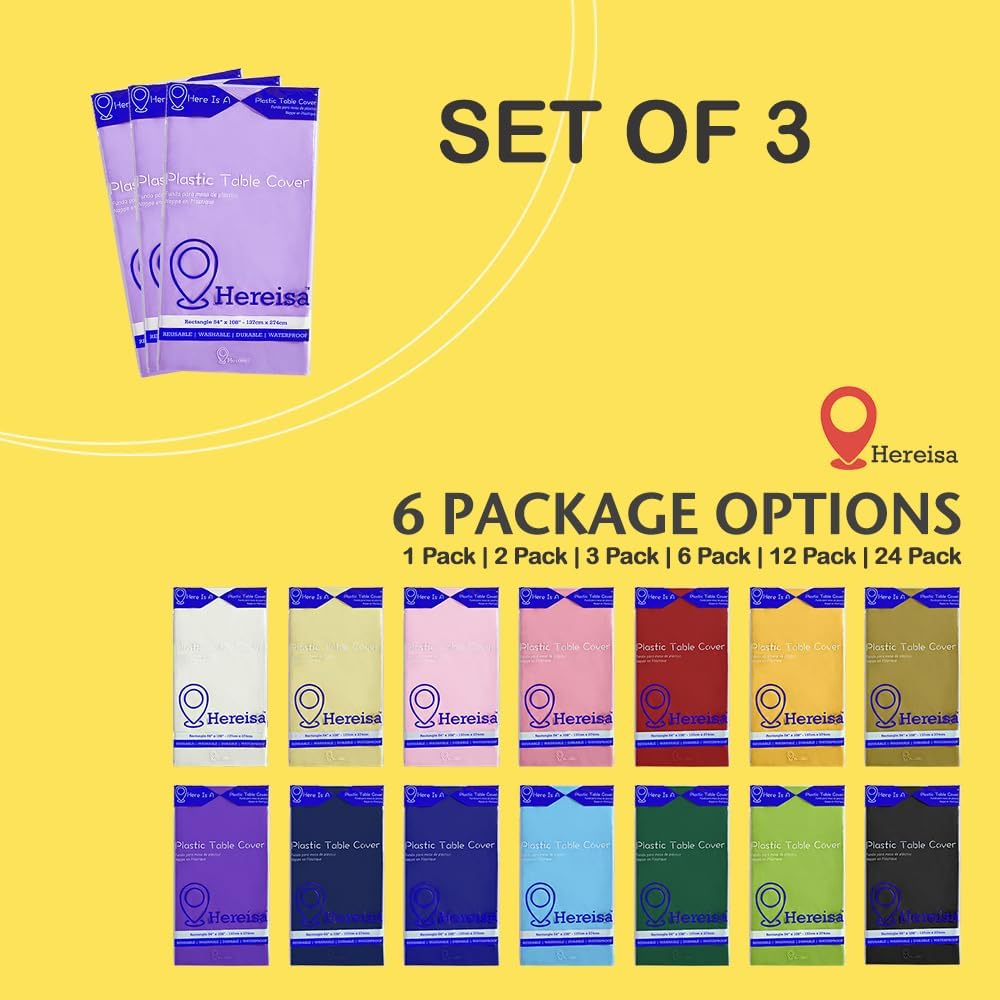 Brand Round Lavender Plastic 84" Disposable Tablecloth (3 Pack), Party & Event Decorative Cover