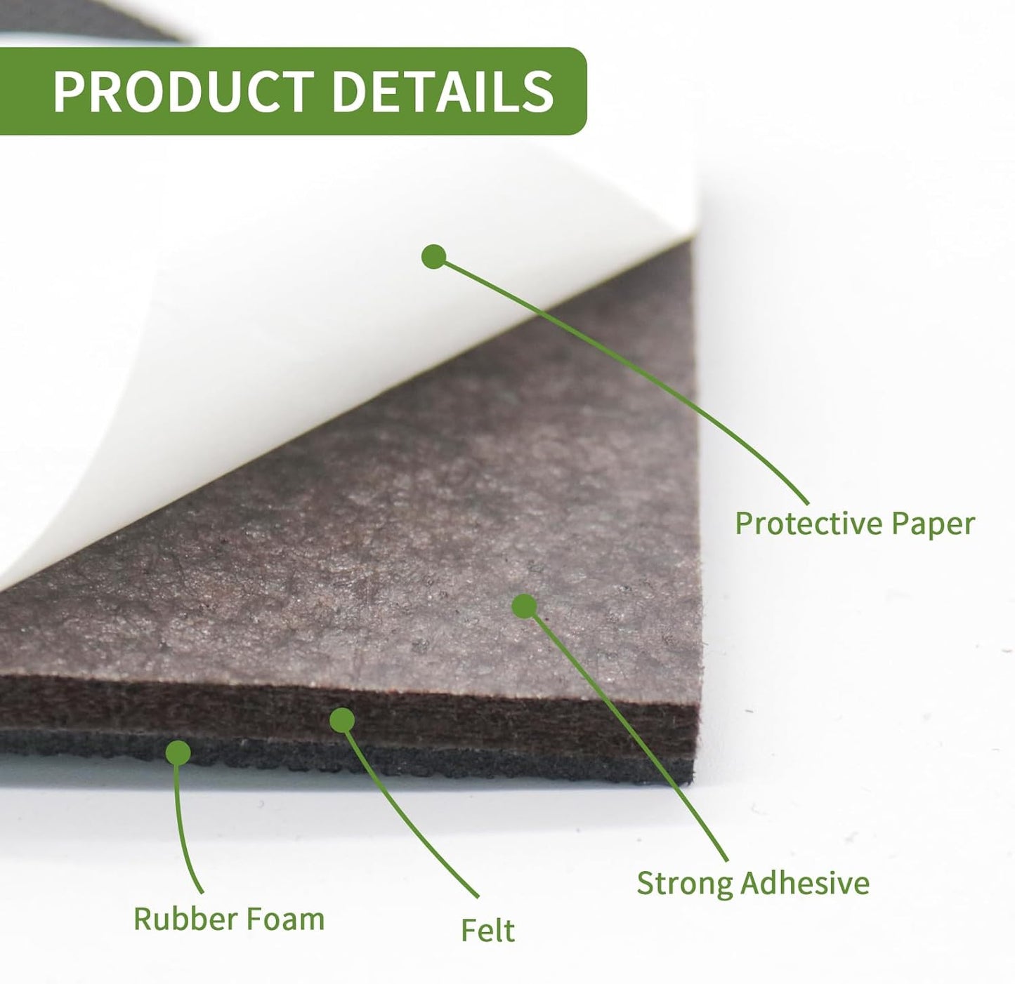 Non Slip Furniture Pads 12 PCS 3'' Square - Anti Slip Furniture Pads - Self Adhesive Rubber Feet Furniture Feet - Chair Leg Floor Protectors - Keep Furniture in Place