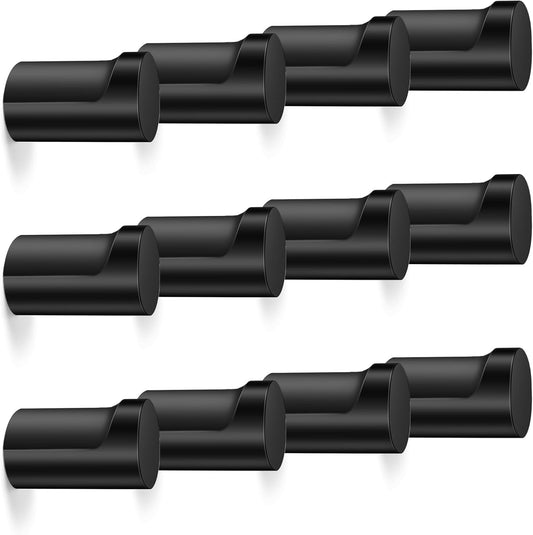 12 Pack Wood Wall Hooks, Black Decorative Coat Hooks Wall Mounted, Heavy Duty Entryway Hat Hooks Wall Hangers for Hanging Purse, Towels, Clothes, Backpack