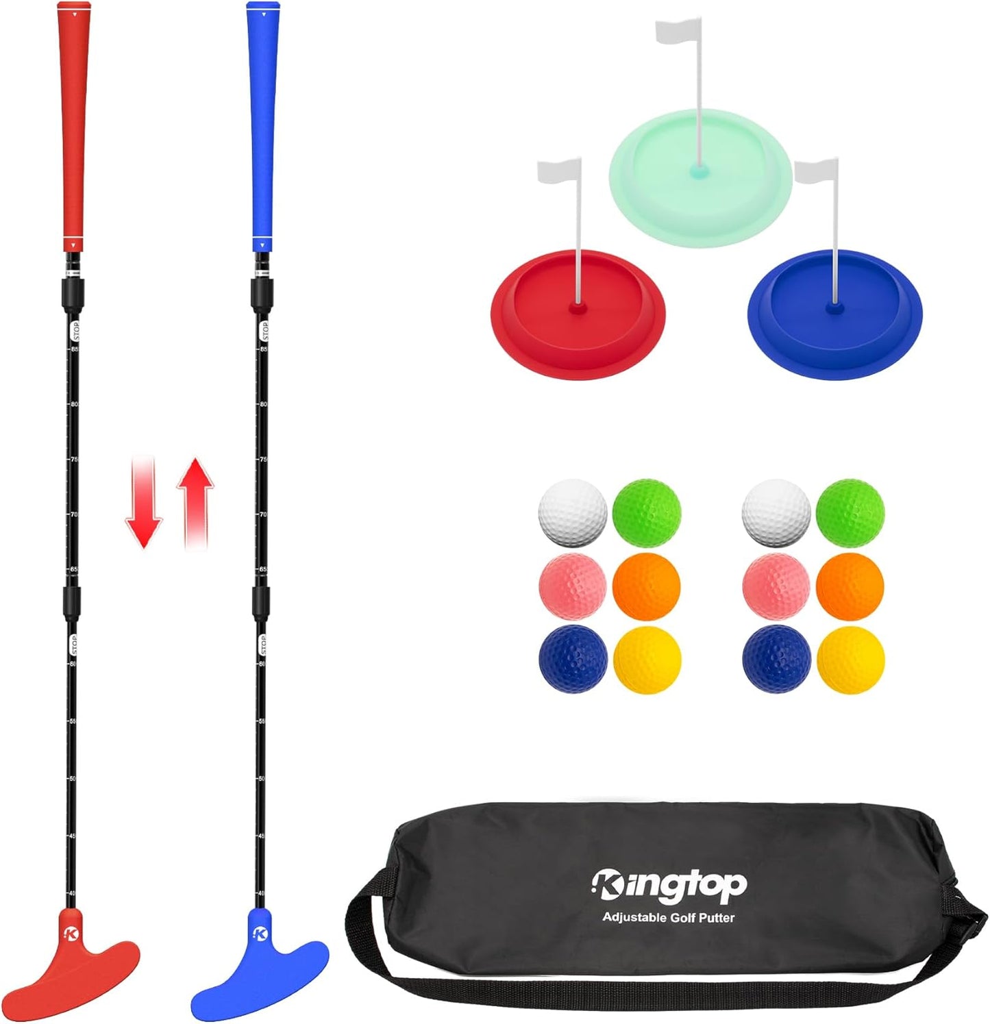 KINGTOP Adjustable Golf Putter – Retractable Shaft, Lightweight Travel Putter with Practice Balls & Putting Cup, Left & Right-Handed Design