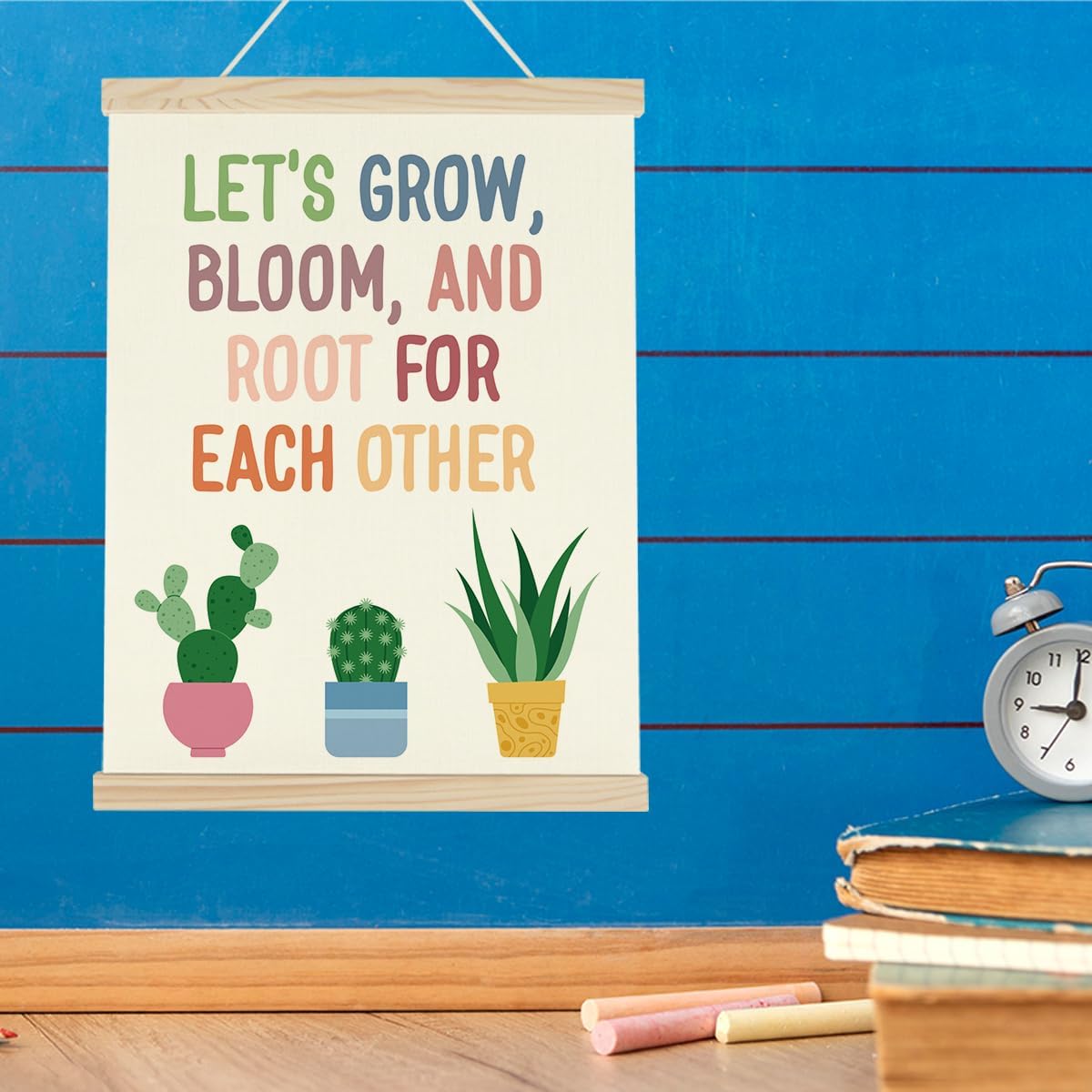 WINGTECA Let's Root For Each Other Sign Boho Decor Art Poster Hanger Frame Classroom Back to School Decorations Colorful Wall Hanging Banner Decor for Classroom Nursery Kids Room Preschool 12x16Inch