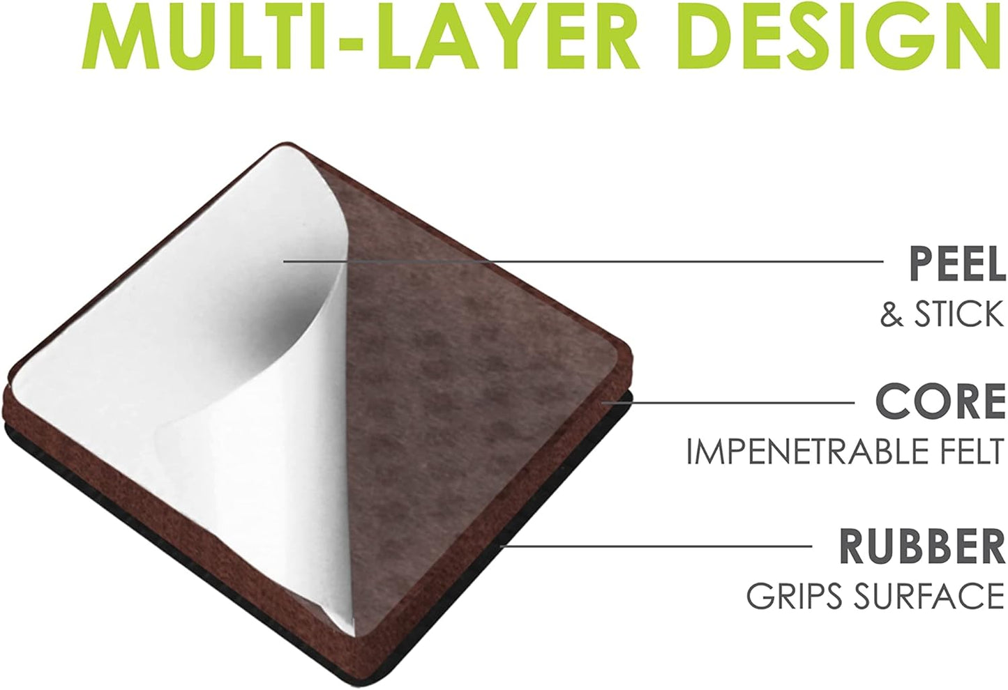 Slipstick GorillaPads Non Slip Furniture Pads/Gripper Feet Floor Protectors (Set of 8) Premium 2 Inch Square Self Adhesive Rubber Stoppers for Furniture Legs