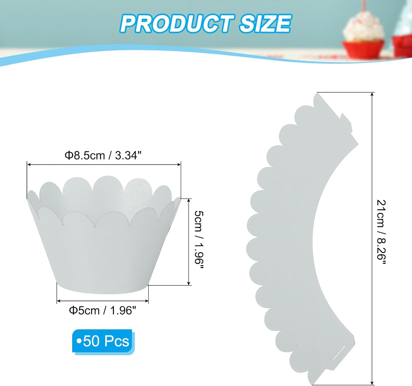 PATIKIL Cupcake Wrappers Paper, 50 Pack Baking Cups Standard Wave Decoration for Anniversary Birthday Weddings and Parties, Green/Blue