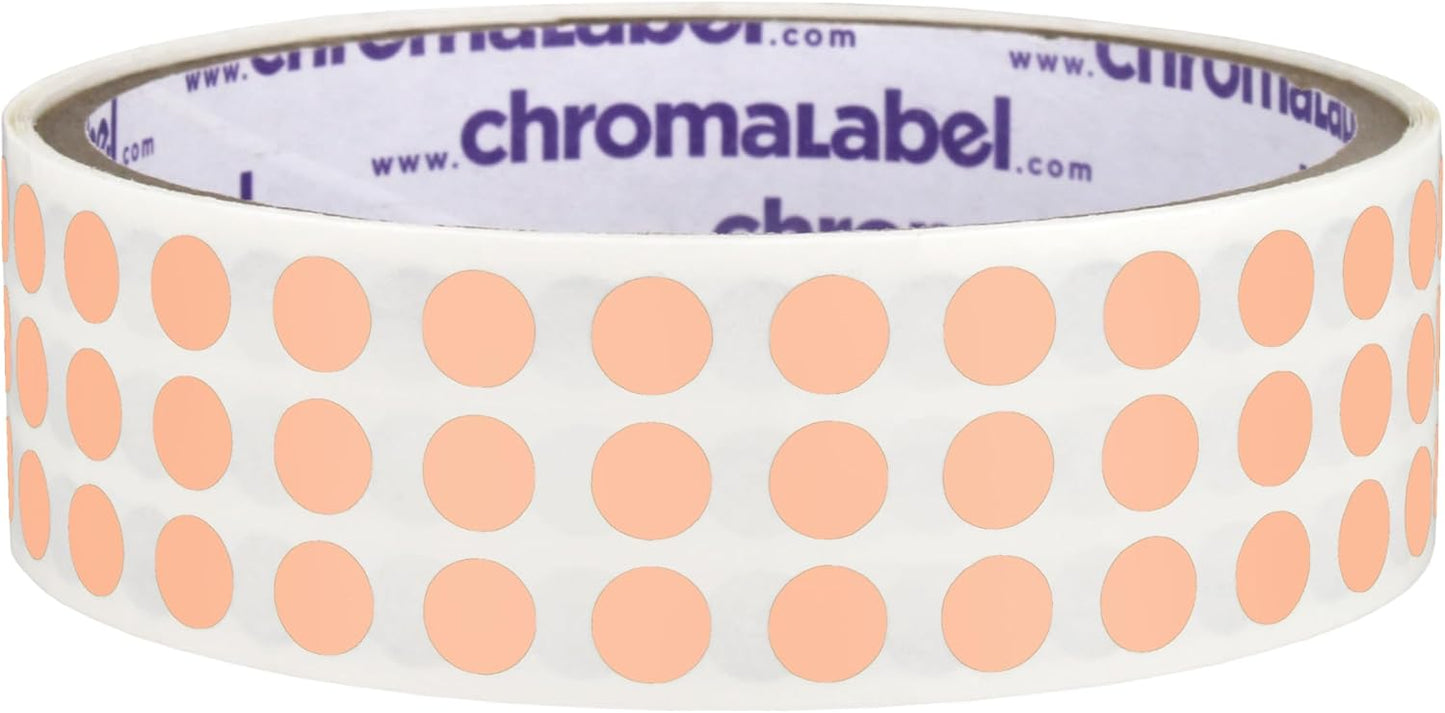 ChromaLabel 0.25 Inch Round Label Permanent Color Code Dot Stickers, 1000 Labels per Roll, Apricot