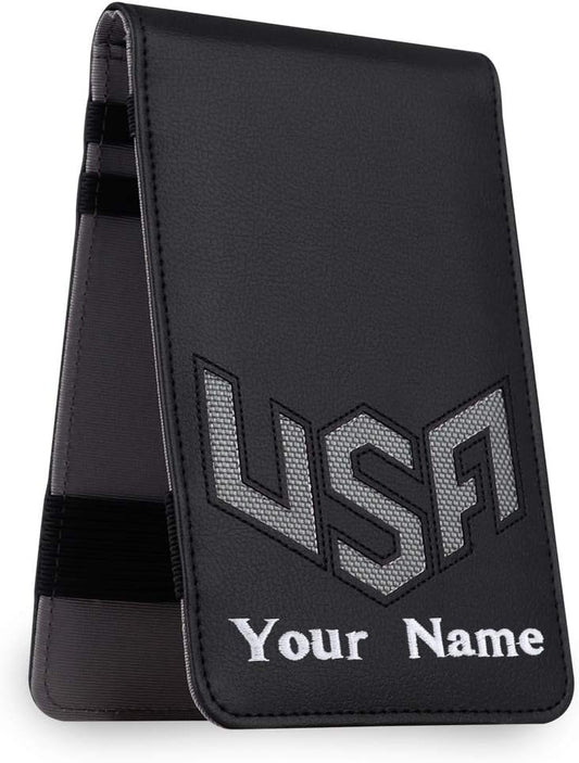 Golf Scorecard Holder & Yardage Book Cover, Golf Accessories Black Premium Leather Yardage Book Holders Cover