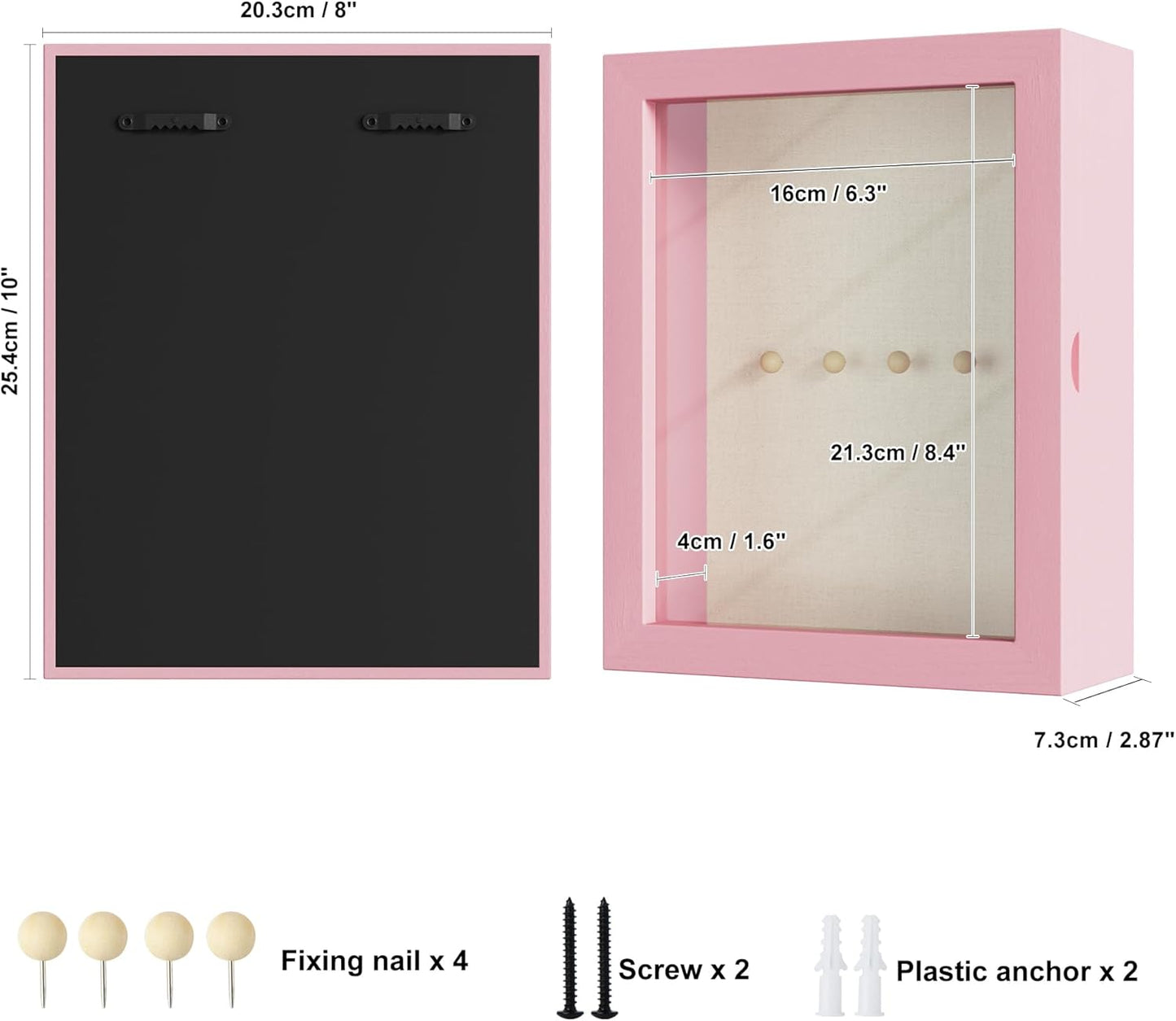 Love-KANKEI Shadow Box Frame 8x10 Shadow Box Display Case with Linen Back Memorabilia Awards Medals Photos Memory Box Gift Pink