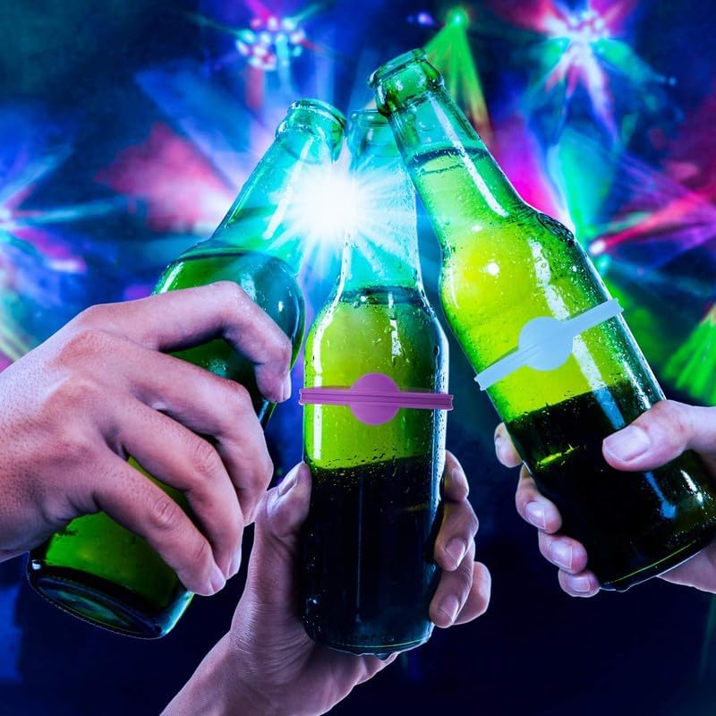 Outus 24 Pieces Drink Markers Glass Cup Wine Glass Bottle Strip Tag Marker Bands Silicone Drink Charms Mugs Tags for Cups Identifiers Cocktail Party Solution for Guest