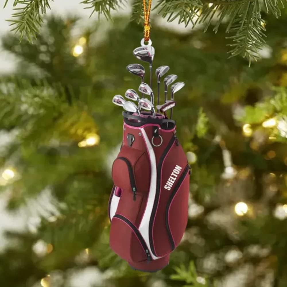 Personalized Golf Bag Christmas Ornament, Gifts for Golf Lovers, Him, Her, Family Member, Christmas Tree Decor, Home Décor, Golfing Cart Christmas Ornament, Idea 2