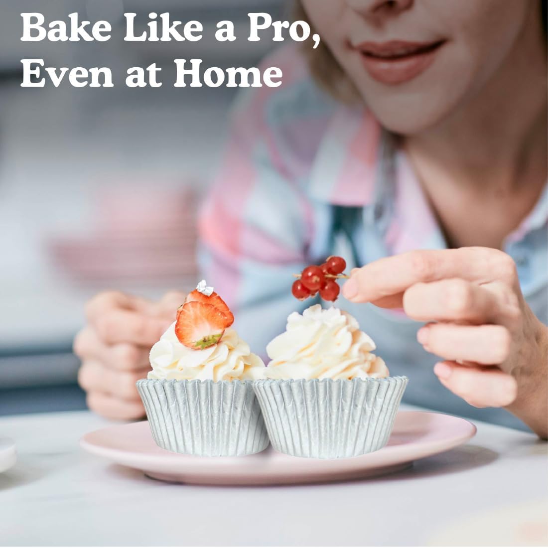 Regency Wraps Greaseproof Professional Grade Baking Cups, Pack of 40, Standard Liners, Silver Matte, for Cupcakes, Muffins, Candy, Non Stick