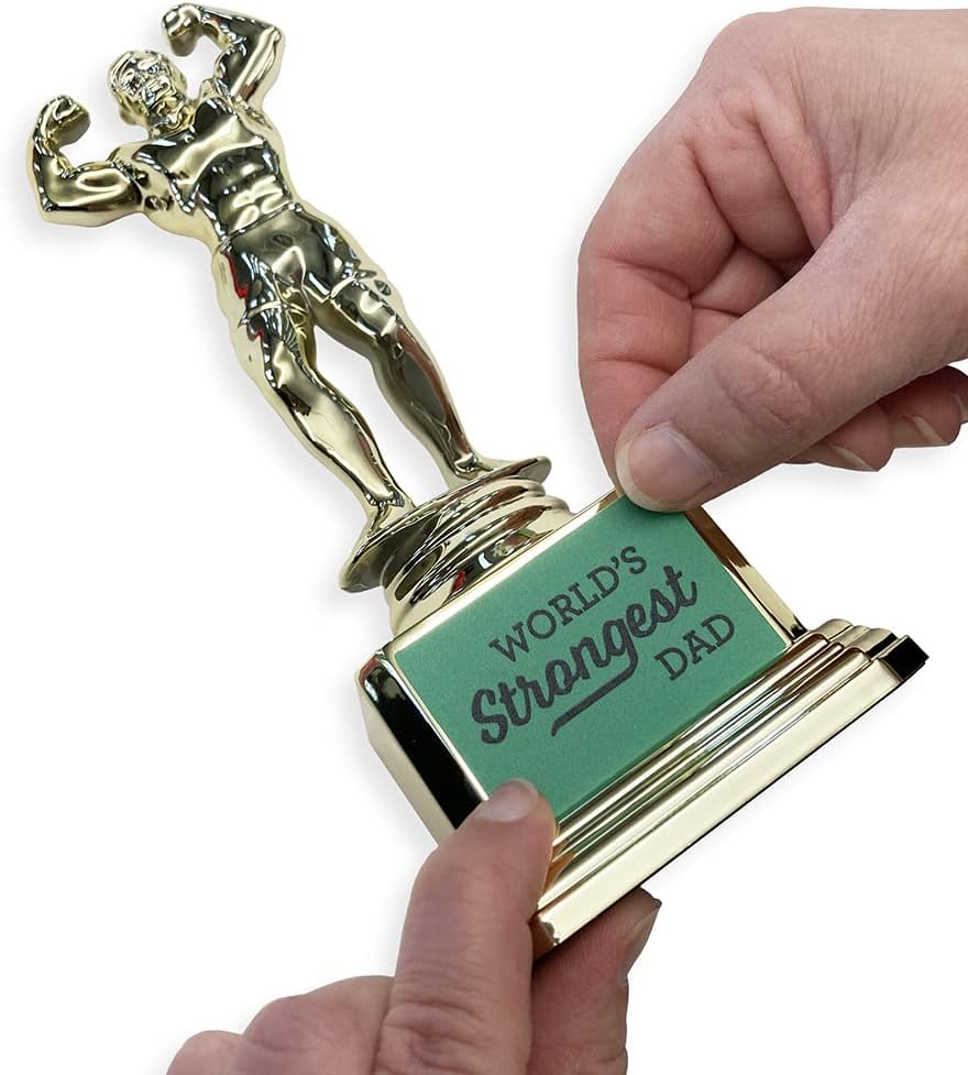 Customizable Dad BOD Trophy - Novelty Funny Humor Gift for Dad, Husband, Boyfriend on Birthday or Fathers Day - 8" H x 3.25" W, Award, Celebrations, Party, Reusable