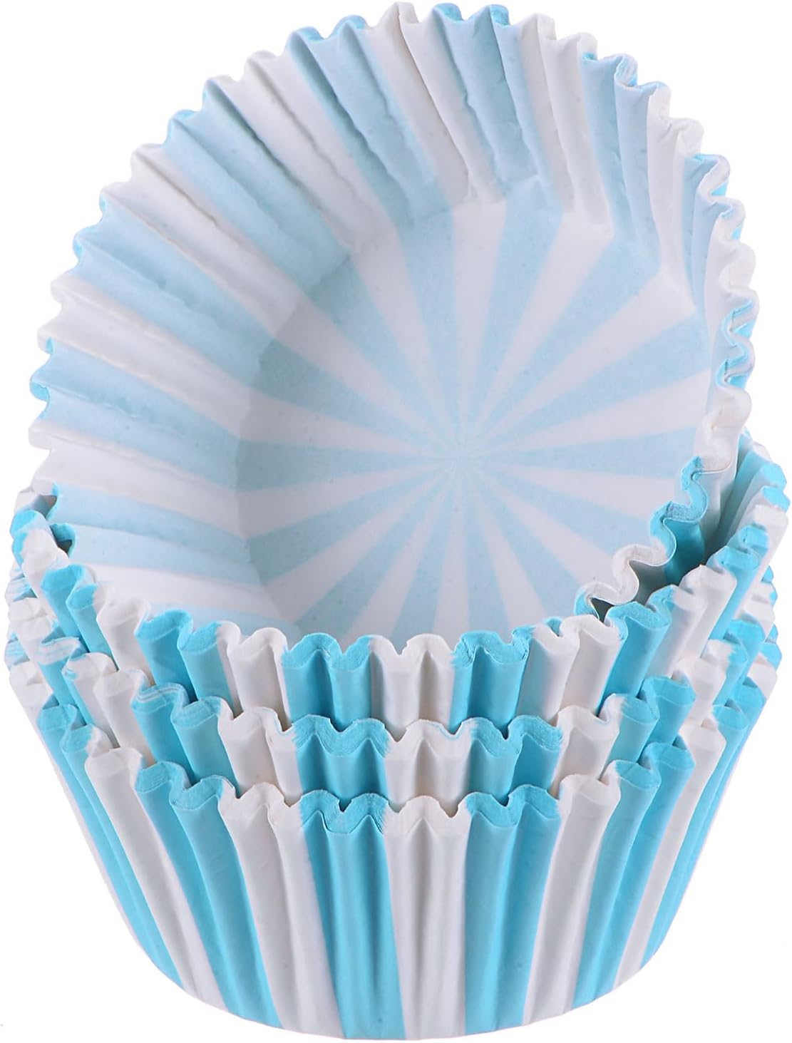 HARFINGTON 100 Count Cupcake Liners Blue Stripe Cupcake Cups Standard Size Muffins Liners Papers Baking Cups Wrappers Greaseproof for Party Wedding Birthday