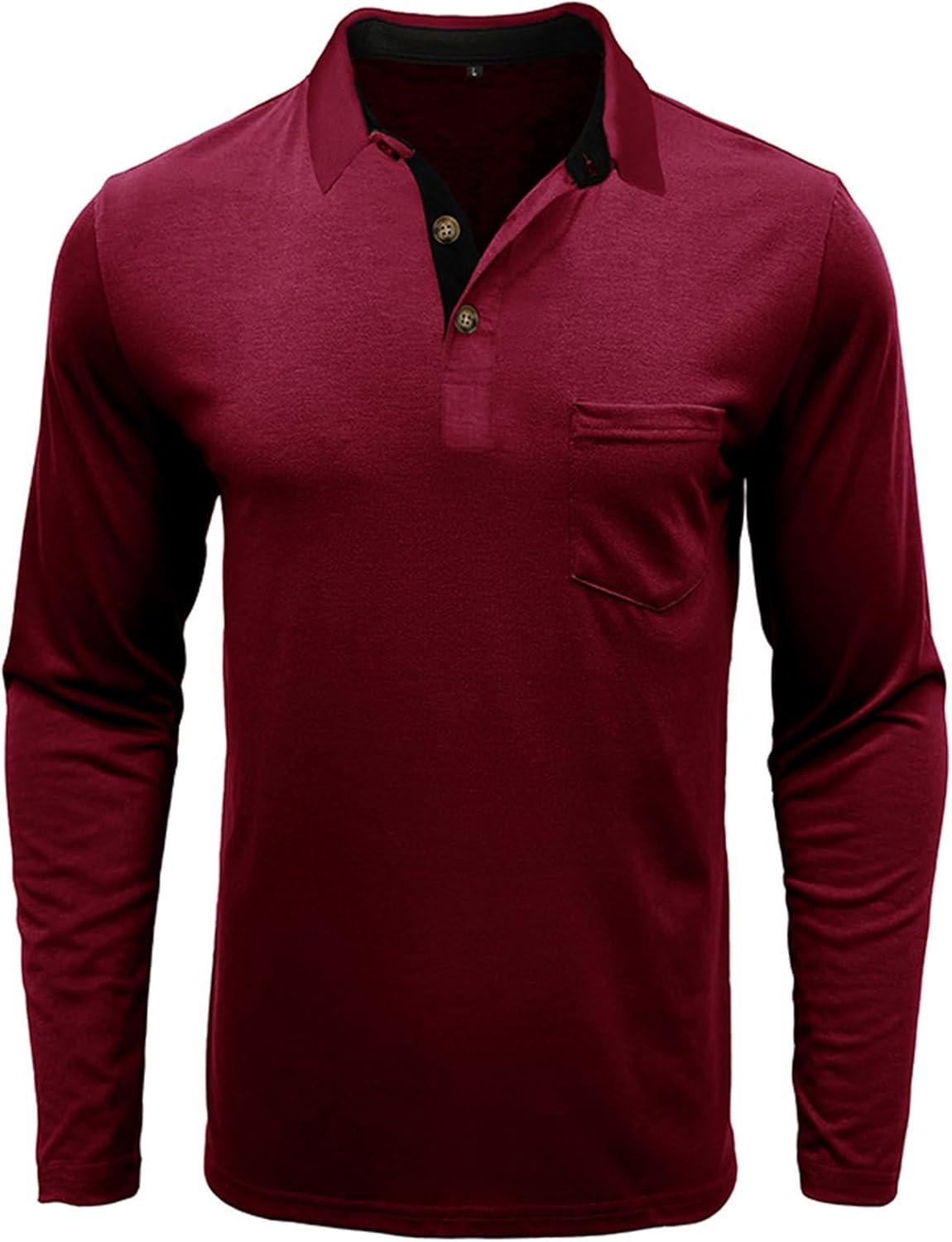 Mens Long Sleeve Polo Shirts Casual Moisture Wicking Golf Polo Shirts with Pocket
