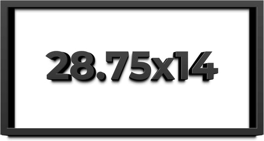 28.75x14 Shadow Box Black Solid Wood Display Frame with White Acid-Free Backing UV Acrylic & Hanging Hardware - with 3/4" Usable Depth
