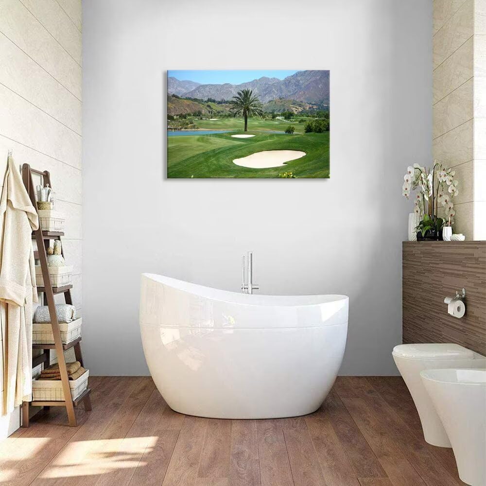 Los Angeles California Golf Course Wall Art for Living Room Bedroom Bathroom Home Decorations Los Angeles Golf Course Picture Poster Framed Artwork Canvas Prints Ready to Hang(18''H x 24''W)