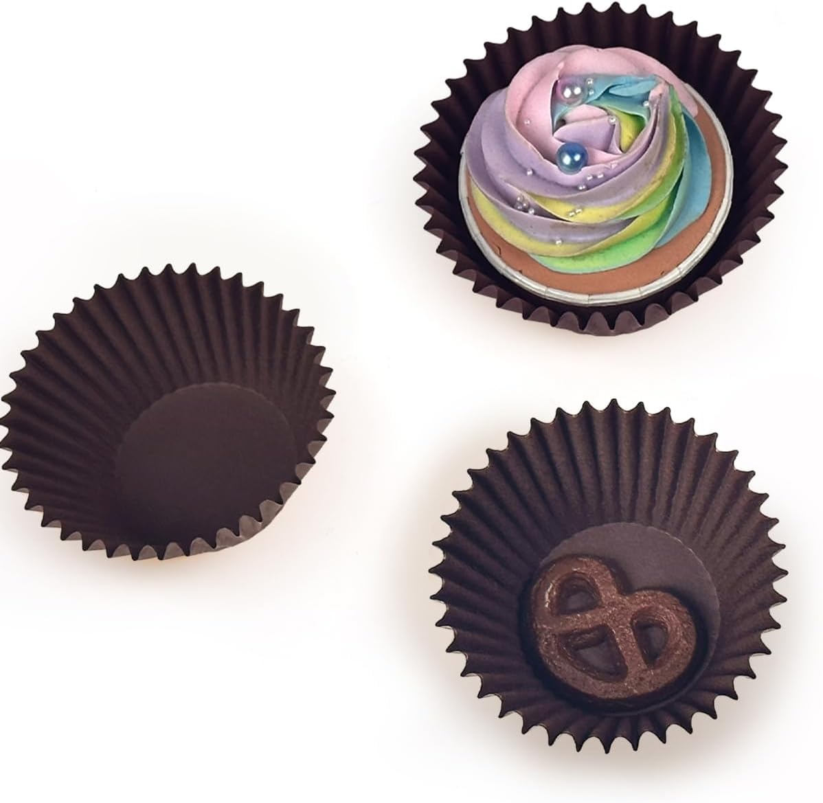 qiqee 300 Count Jumbo Cupcake Liners Coffee Muffin Liners Food Grade Jumbo Size Baking Cups Paper No Smells（Large Size）