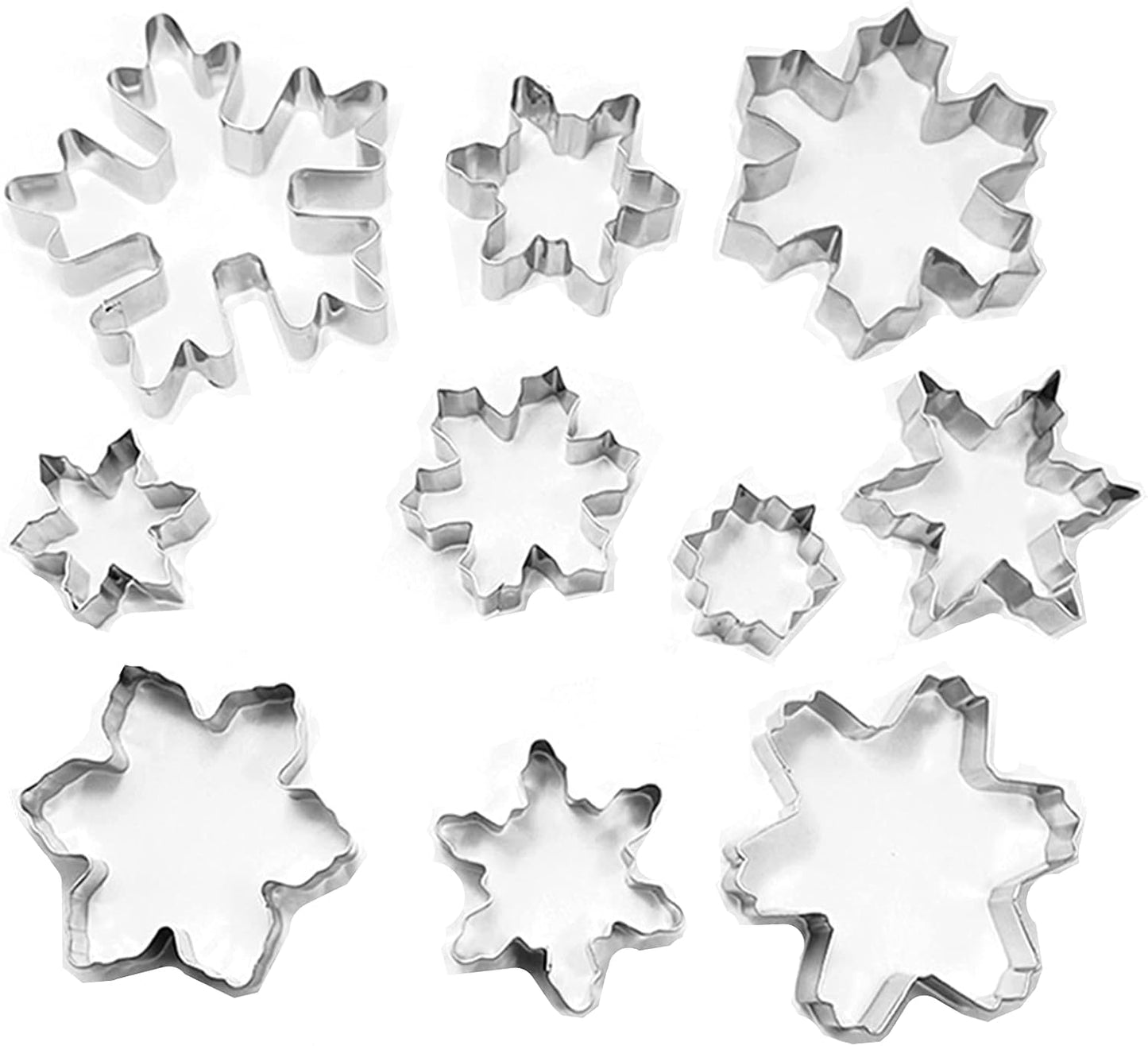 Snowflake Cookie Cutters Set of 10 pcs, Stainless Steel Snowflake Shaped Christmas Holiday Baking Molds for Fondant & DIY Crafts‌