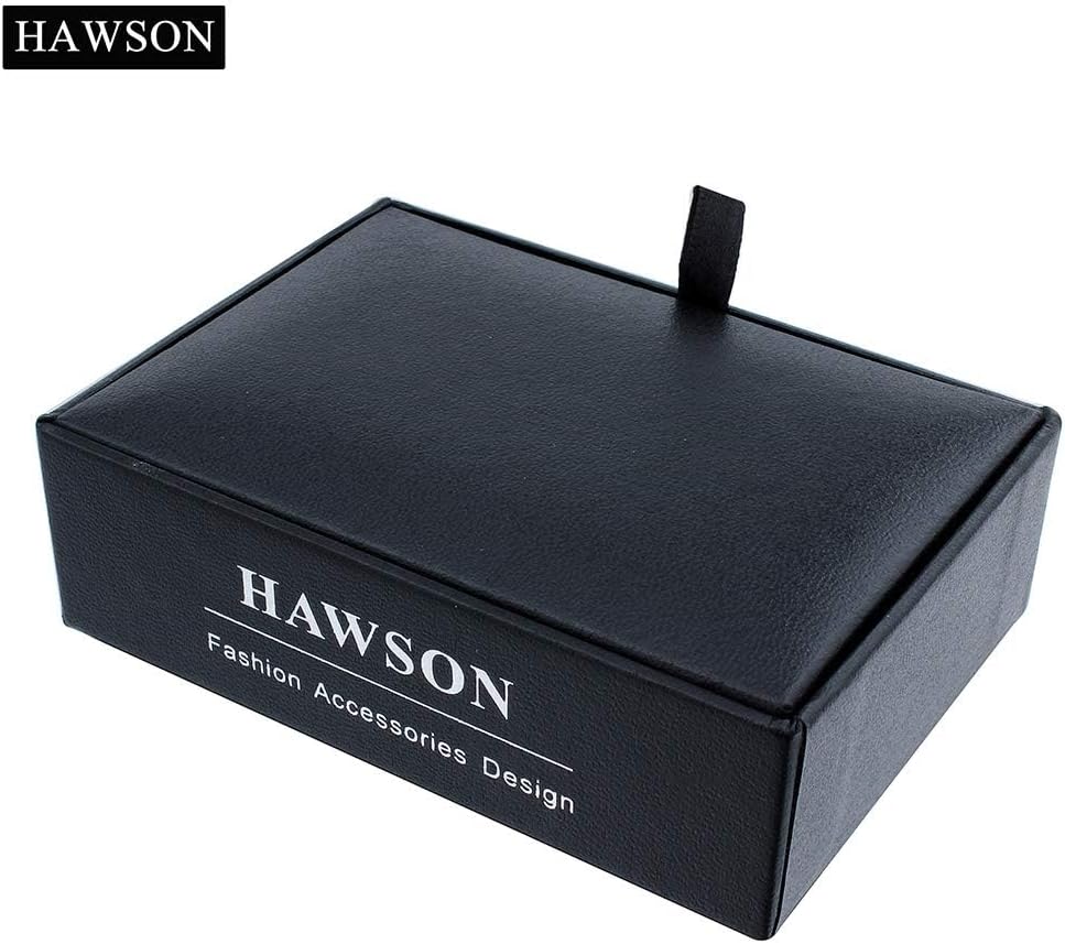 HAWSON Cufflinks and Studs for Men-Fashion Men Vintage Enamel Carbon Fiber Tuxedo Shirt Cufflinks and Studs Set for Regular Wedding Business Accessories