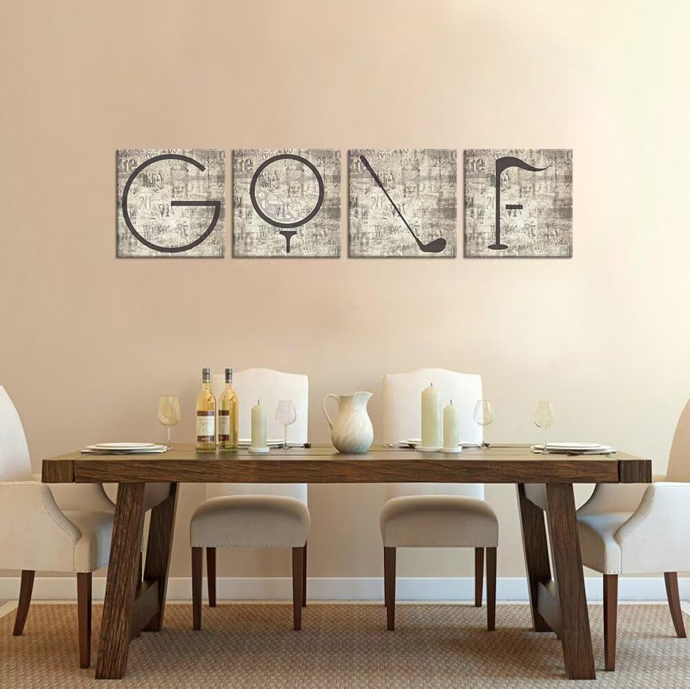 Pankila Golf Canvas Wall Art Golf Pictures Canvas Prints Golf Wall Decor for Living Room Bedroom Bathroom Club Gym Home Decorations Painting Framed Artwork Ready to Hang (20''W x 20''H x 4)