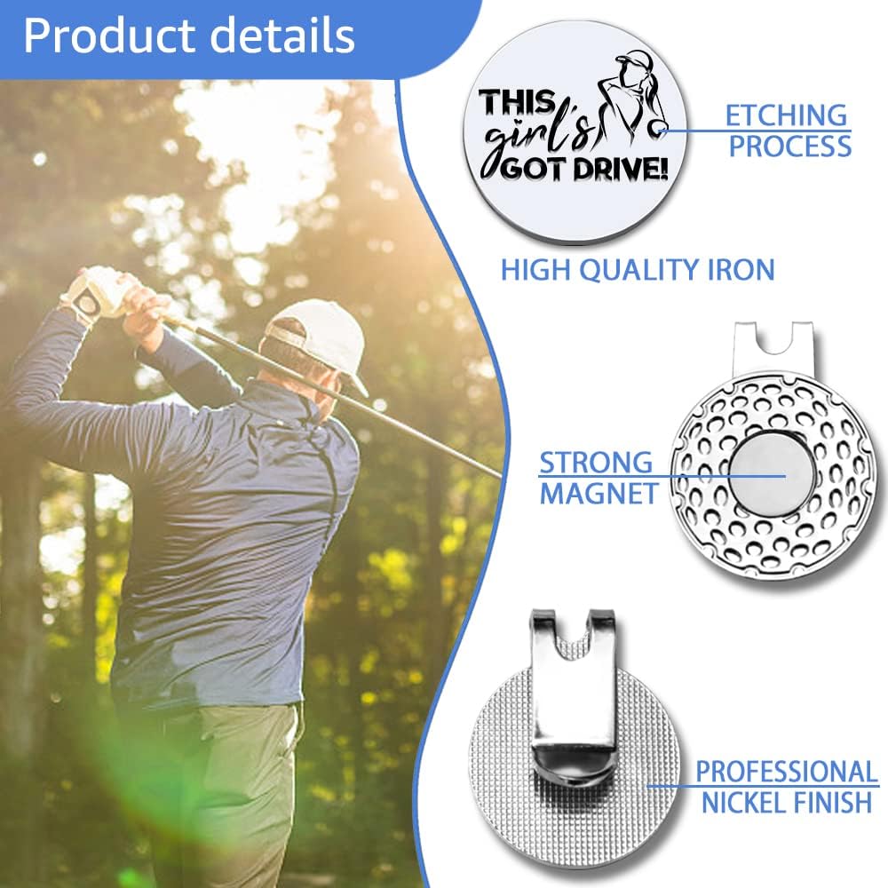 Strong Woman Golfer Ball Marker with Magnetic Hat Clip, Funny Golf Accessories Gifts for Proud Women, Novelty Birthday Gifts for Women Golfer Fan